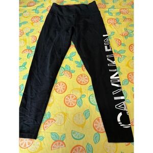 Calvin Klein Performance Leggings Women Small Black Logo Activewear Tights